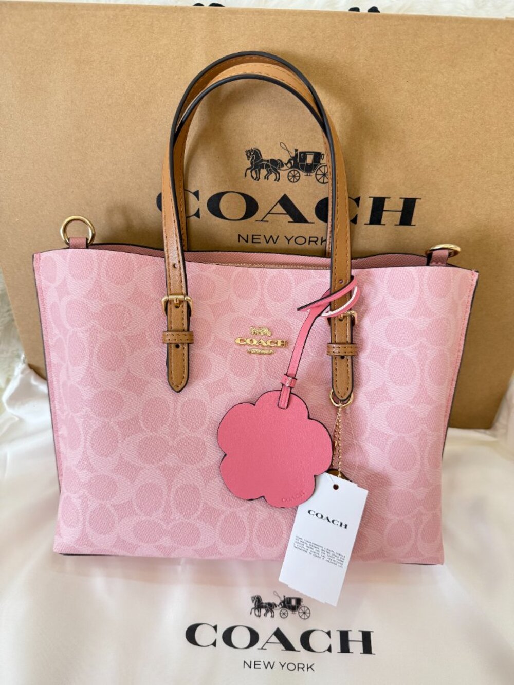 Coach Mollie Tote Bag 25 In Signature Powder Pink CER24